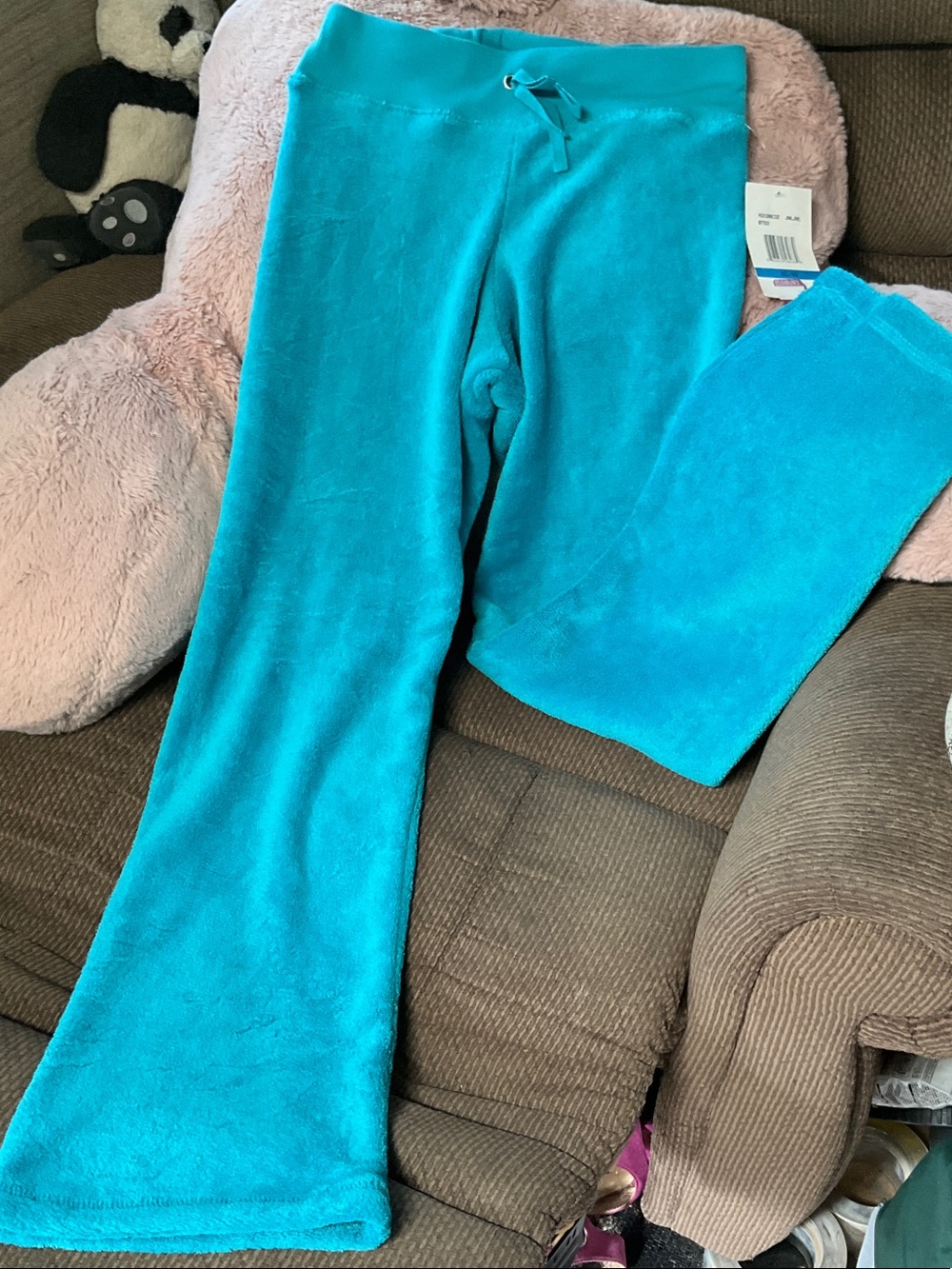 Eyeshadow Girls Plush Joggers in Bright Teal
